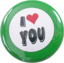 I love you button grün